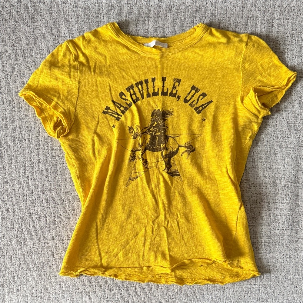 Zara Yellow Nashville Graphic Short Sleeve Tee